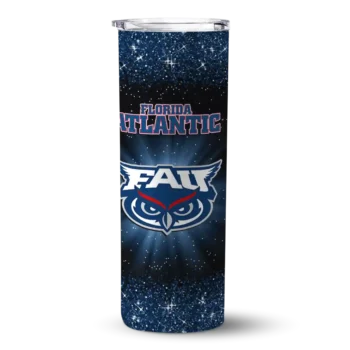 Florida Atlantic Owls Radiant Glitter Blue Skinny Tumbler