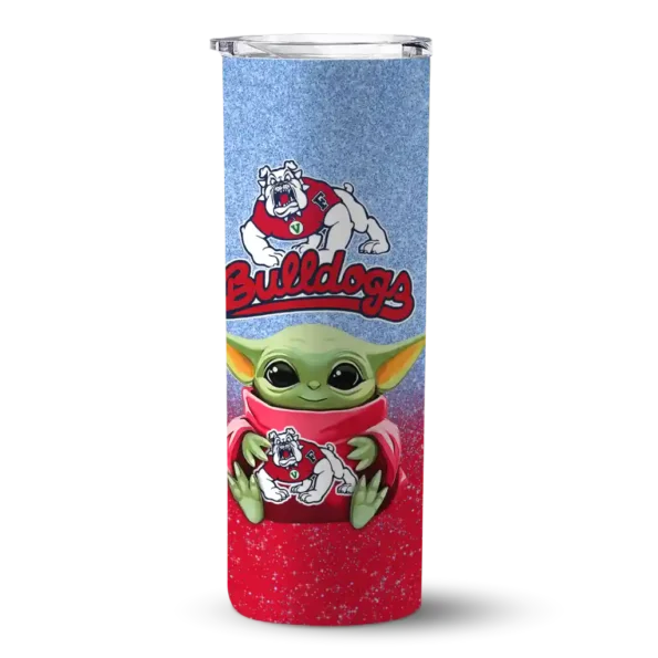 fresno state bulldogs yoda smile red skinny tumbler best selling 1