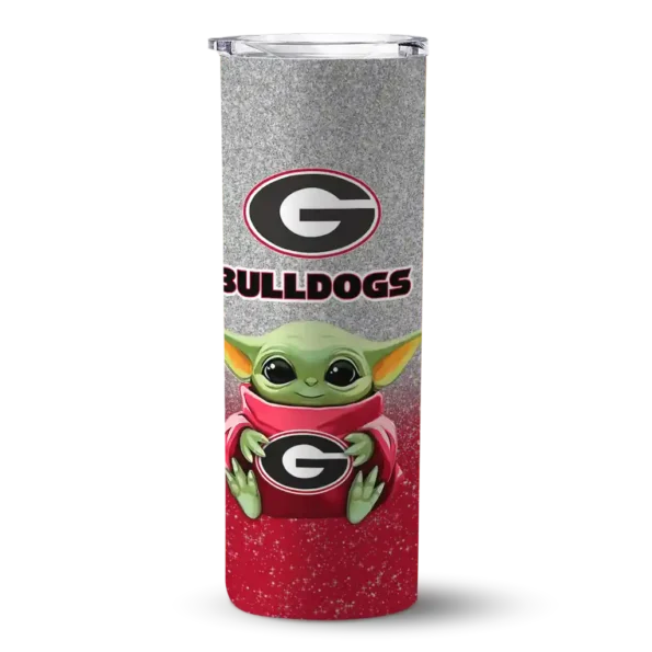 georgia bulldogs yoda smile red skinny tumbler best selling 1