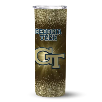 Georgia Tech Yellow Jackets Radiant Glitter Gold Skinny Tumbler