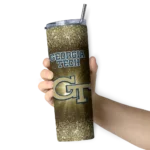 georgia tech yellow jackets radiant glitter gold skinny tumbler best selling 1 1 2.webp