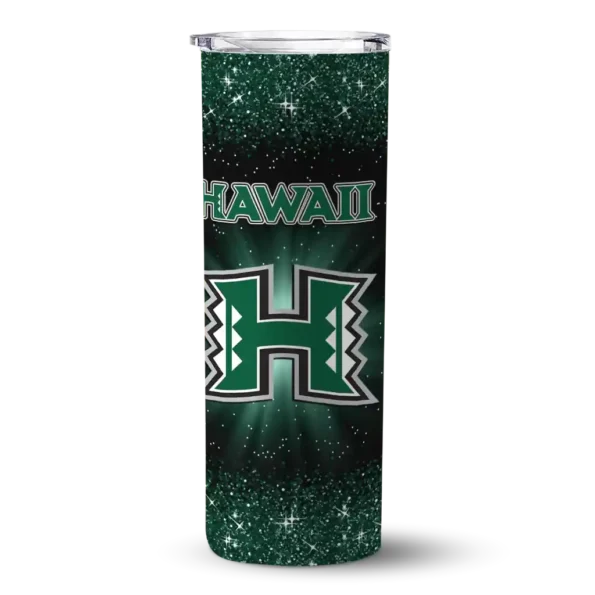 hawaii rainbow warriors radiant glitter green skinny tumbler best selling