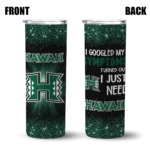 hawaii-rainbow-warriors-radiant-glitter-green-skinny-tumbler-best-selling.webp
