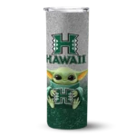 hawaii-rainbow-warriors-yoda-smile-green-skinny-tumbler-best-selling.webp