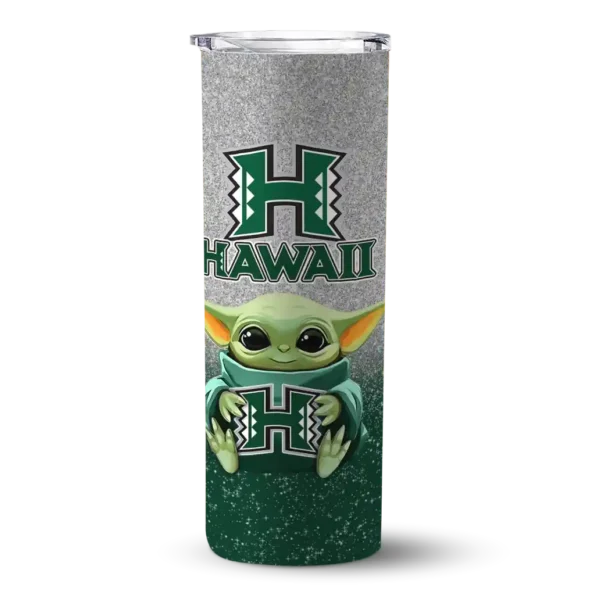 hawaii rainbow warriors yoda smile green skinny tumbler best selling
