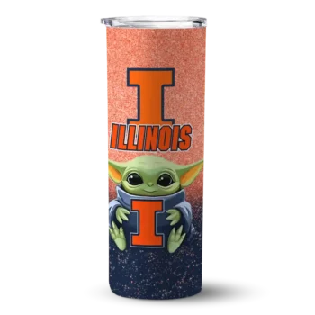 Illinois Fighting Illini Yoda Smile Blue Skinny Tumbler