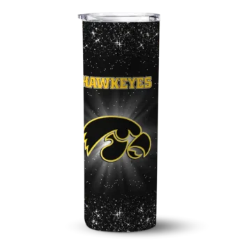Iowa Hawkeyes Radiant Glitter Black Skinny Tumbler