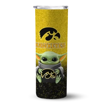 Iowa Hawkeyes Yoda Smile Black Skinny Tumbler