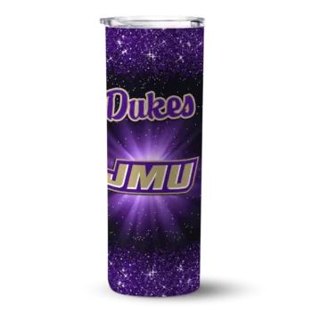 James Madison Dukes Radiant Glitter Purple Skinny Tumbler