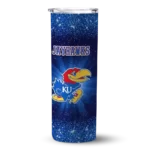 kansas jayhawks radiant glitter blue skinny tumbler best selling 1.webp