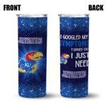 kansas jayhawks radiant glitter blue skinny tumbler best selling 1.webp