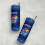 kansas jayhawks radiant glitter blue skinny tumbler best selling 1.webp