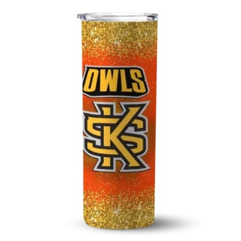 Kennesaw State Owls Radiant Glitter Gold Skinny Tumbler