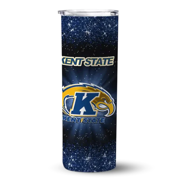 kent state golden flashes radiant glitter navy blue skinny tumbler best selling