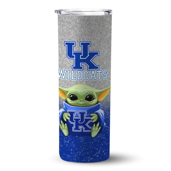 kentucky wildcats yoda smile blue skinny tumbler best selling 1