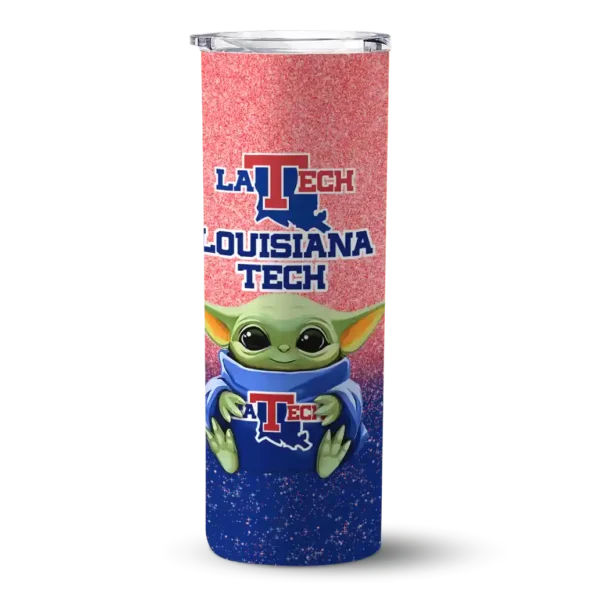 la tech yoda smile blue skinny tumbler best selling