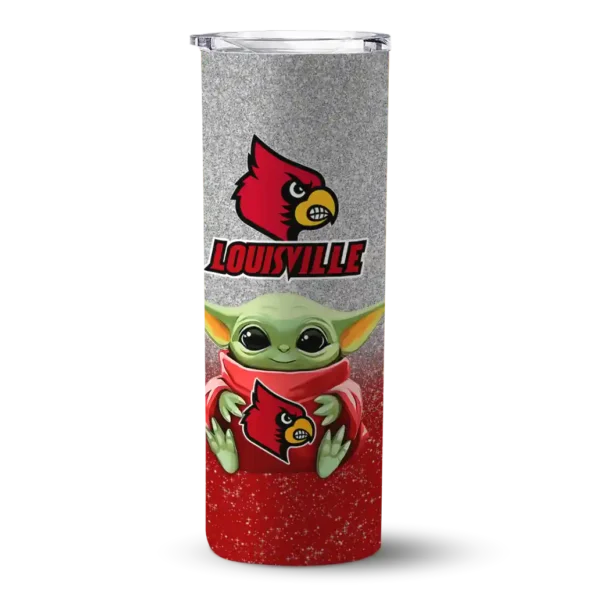 louisville cardinals yoda smile red skinny tumbler best selling