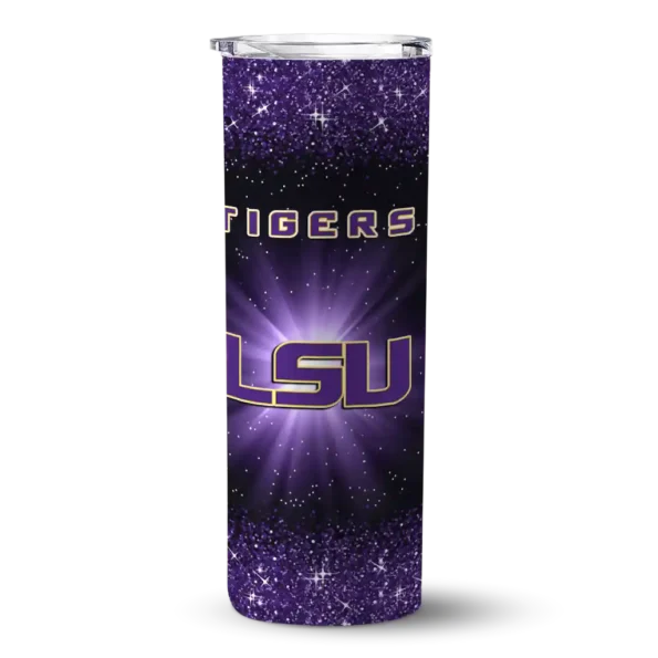 lsu tigers radiant glitter purple skinny tumbler best selling