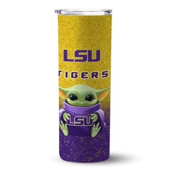 LSU Tigers Yoda Smile Purple Skinny Tumbler