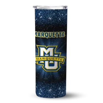 Marquette Golden Eagles Radiant Glitter Blue Skinny Tumbler