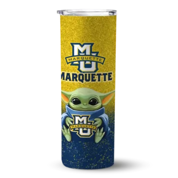 Marquette Golden Eagles Yoda Smile Blue Skinny Tumbler
