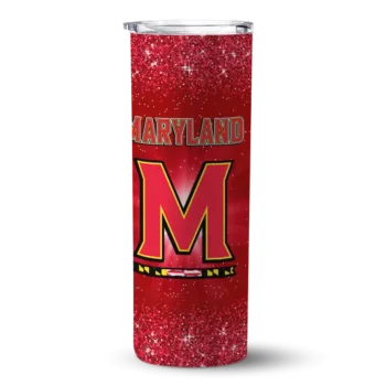 Maryland Terrapins Radiant Glitter Red Skinny Tumbler
