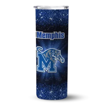 Memphis Tigers Radiant Glitter Blue Skinny Tumbler