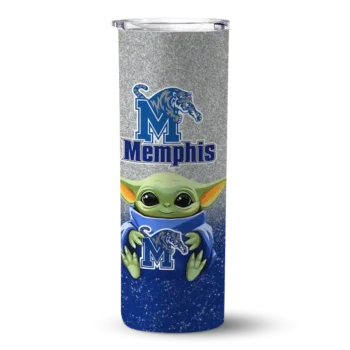 Memphis Tigers Yoda Smile Blue Skinny Tumbler