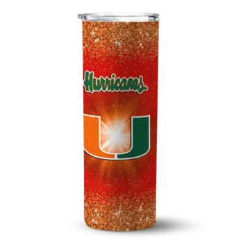 Miami Hurricanes Radiant Glitter Orange Skinny Tumbler