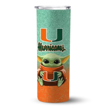 Miami Hurricanes Yoda Smile Orange Skinny Tumbler