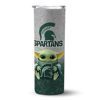 Michigan State Spartans Yoda Smile Green Skinny Tumbler
