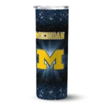 michigan-wolverines-radiant-glitter-blue-skinny-tumbler-best-selling.webp