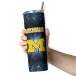 michigan-wolverines-radiant-glitter-blue-skinny-tumbler-best-selling.webp