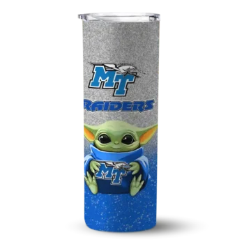 Middle Tennessee Blue Raiders Yoda Smile Blue Skinny Tumbler