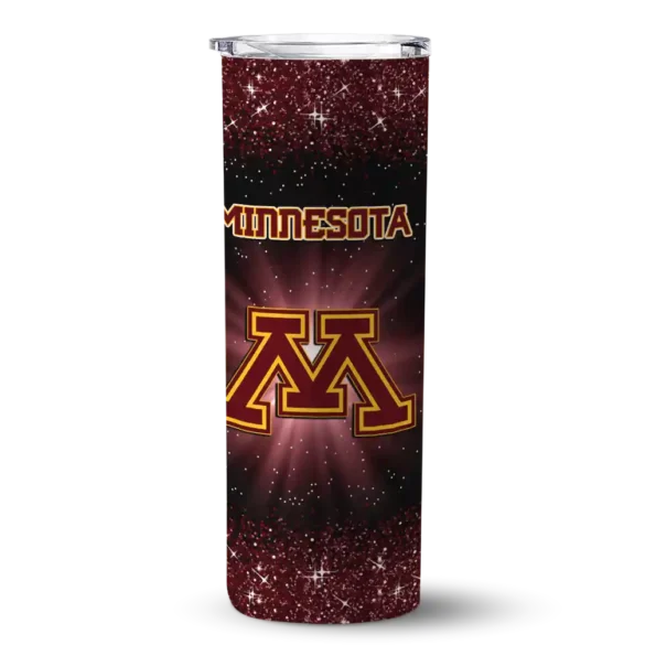 minnesota golden gophers radiant glitter maroon skinny tumbler best selling