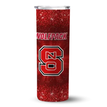NC State Wolfpack Radiant Glitter Red Skinny Tumbler