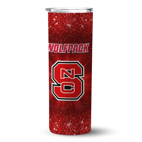 nc state wolfpack radiant glitter red skinny tumbler best selling