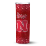 nebraska-cornhuskers-radiant-glitter-red-skinny-tumbler-best-selling.webp