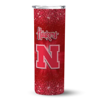 Nebraska Cornhuskers Radiant Glitter Red Skinny Tumbler
