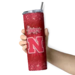 nebraska-cornhuskers-radiant-glitter-red-skinny-tumbler-best-selling.webp