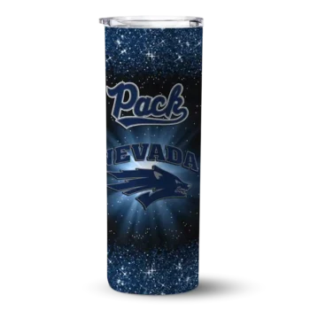 Nevada Wolf Pack Radiant Glitter Blue Skinny Tumbler