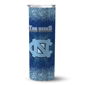 North Carolina Tar Heels Radiant Glitter Light Blue Skinny Tumbler