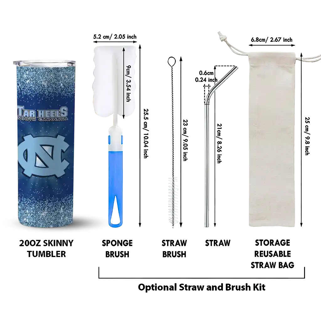 north-carolina-tar-heels-radiant-glitter-light-blue-skinny-tumbler-new-arrival.webp