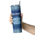 north-carolina-tar-heels-radiant-glitter-light-blue-skinny-tumbler-best-selling.webp