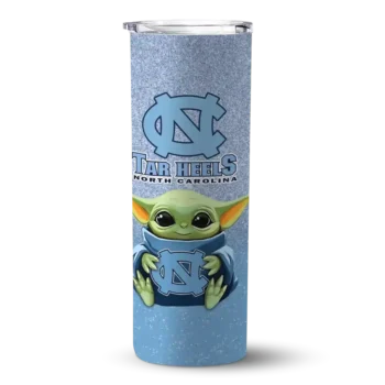 North Carolina Tar Heels Yoda Smile Light Blue Skinny Tumbler