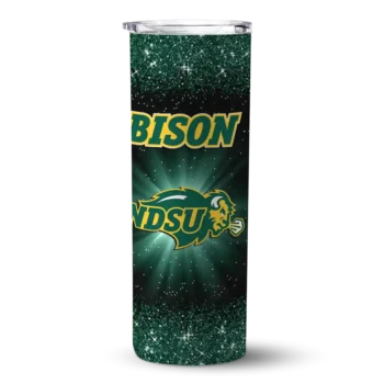 North Dakota State Bison Radiant Glitter Green Skinny Tumbler