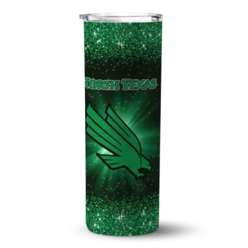 North Texas Mean Green Radiant Glitter Green Skinny Tumbler