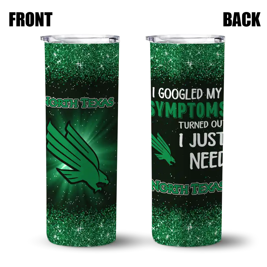 north-texas-mean-green-radiant-glitter-green-skinny-tumbler-fashion-forward.webp