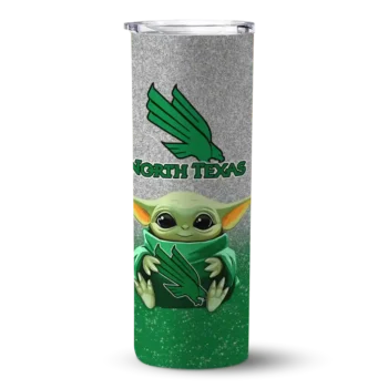 North Texas Mean Green Yoda Smile Green Skinny Tumbler
