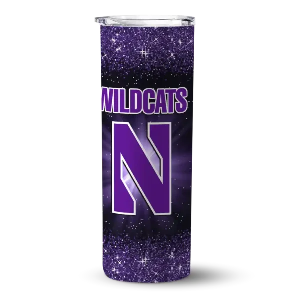 northwestern wildcats radiant glitter purple skinny tumbler best selling